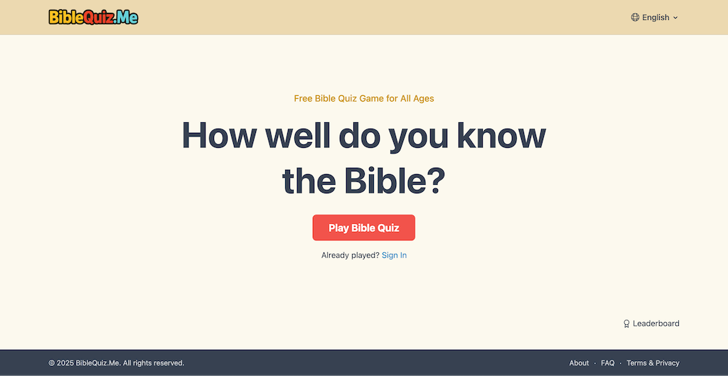 screenshot of the BibleQuiz.Me game